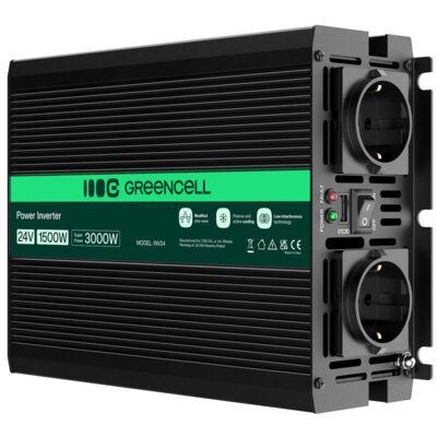Przetwornica GREENCELL 24V na 230V 1500W/3000W Modyfikowana sinusoida