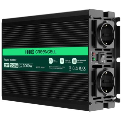 Przetwornica GREENCELL Czysta sinusoida 24V/230V 1500W/3000W