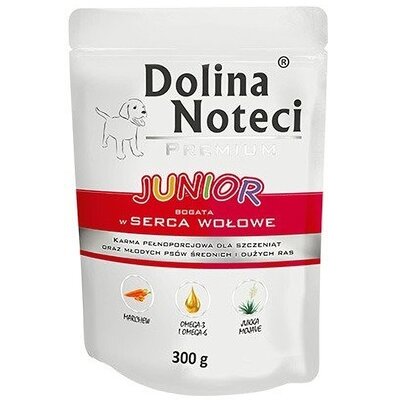 Karma dla psa DOLINA NOTECI Premium Junior bogata w serca wołowe 300 g