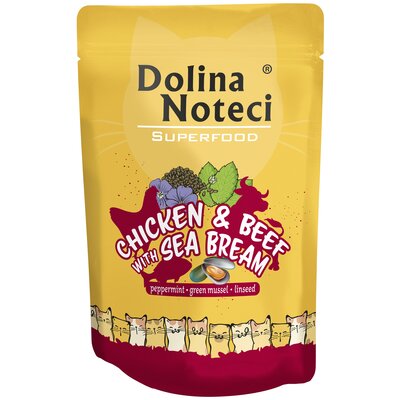 Karma dla kota DOLINA NOTECI Superfood z kurczakiem z wołowiną i doradą 85 g