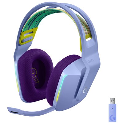 Słuchawki LOGITECH G733 Lightspeed Bezprzewodowe, Nauszne, Dźwięk przestrzenny Fioletowy