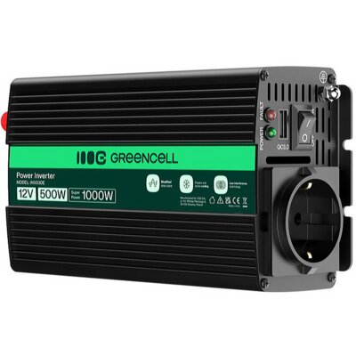 Przetwornica GREENCELL 12V na 230V 500W/1000W Modyfikowana sinusoida
