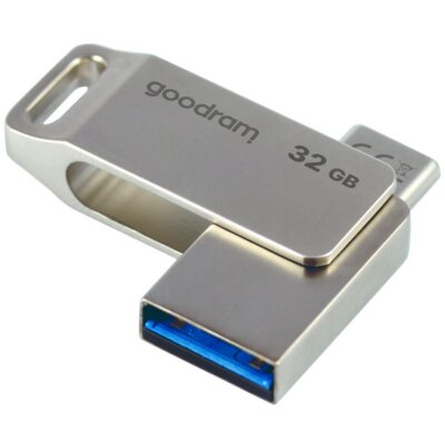 Pendrive GOODRAM ODA3 32GB, USB-C / USB 3.2 Gen. 1 (USB 3.0), Odczyt 60 Mb/s, Zapis 20 Mb/s Srebrny