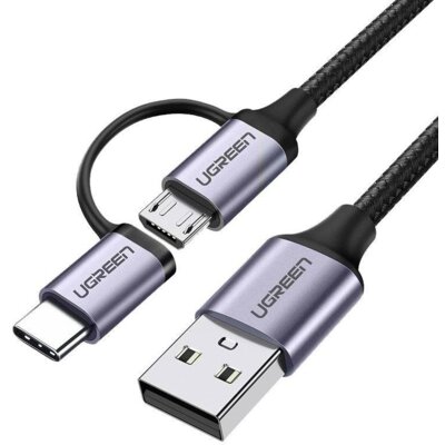 Kabel USB - USB-C/Micro USB UGREEN US177 1 m Czarny