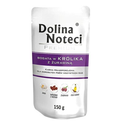 Karma dla psa DOLINA NOTECI Premium bogata w królika z żurawiną 150 g