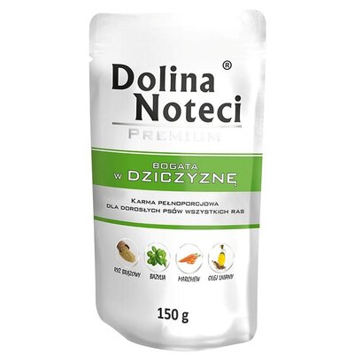 Karma dla psa DOLINA NOTECI Premium bogata w dziczyznę 150 g
