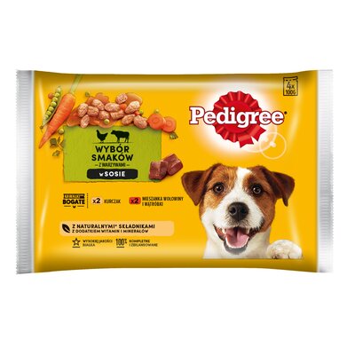 Karma dla psa PEDIGREE Vital Protection Mix Smaków z warzywami (4 x 100 g)
