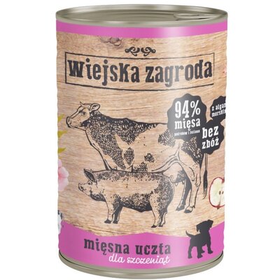 Karma dla psa WIEJSKA ZAGRODA Mięsna uczta dla szczeniąt 400 g