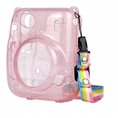 Futerał LOVEINSTANT Instax Mini 11 Różowy Brokat Przezroczysty