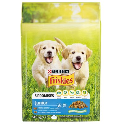 Karma dla psa FRISKIES 5 Promises Junior z kurczakiem i warzywami z mlekiem 500 g