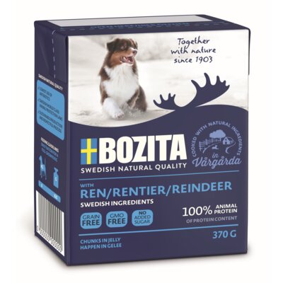 Karma dla psa BOZITA Mięsne kawałki z reniferem w galaretce 370 g