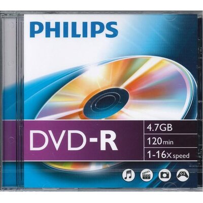 Płyta PHILIPS Slim DVD-R, 4.7 GB, 16x