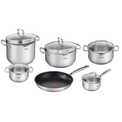 Zestaw garnków TEFAL Duetto+ (11 elementów) Stal nierdzewna 18/10 Indukcja Możliwość mycia w zmywarce