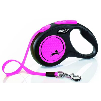 Smycz FLEXI New Neon S (5 m - 15 kg) Czarno-różowy