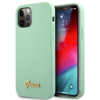 Etui GUESS Metal Logo Script do Apple iPhone 12 Pro Max Zielony