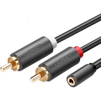 Kabel Jack 3.5 mm - 2x RCA UGREEN 0.25 m Czarny