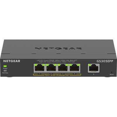 Switch NETGEAR GS305EPP-100PES Gigabit Ethernet, 5 portów, Funkcja PoE, Zarządzalny