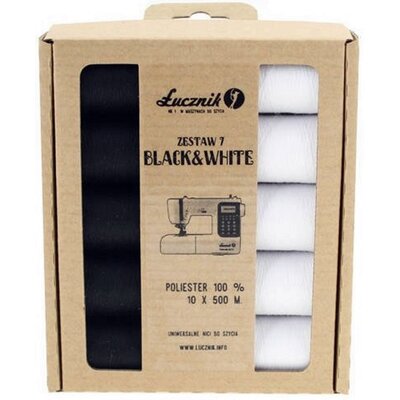 Zestaw nici ŁUCZNIK 04.123 Czarno-białe (10 sztuk)