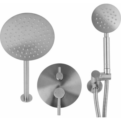 Zestaw prysznicowy podtynkowy FALA Steely R 75870 z deszczownicą Stalowy