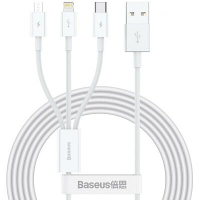 Kabel USB - USB - Lightning/USB-C/Micro USB BASEUS Superior Series CAMLTYS-02 1.5 m Biały
