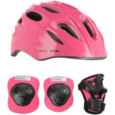 Kask NILS EXTREME MTW01 Różowy dla Dzieci (rozmiar XS) + Zestaw ochraniaczy H210