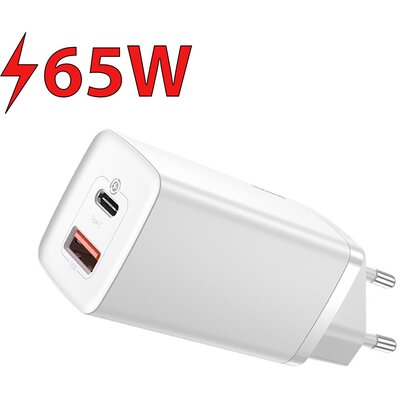 Ładowarka sieciowa BASEUS GaN2 Lite CCGAN2L-B02 A+C 65W Biały