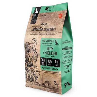 Karma dla psa WIEJSKA ZAGRODA Indyk z królikiem S 2 kg