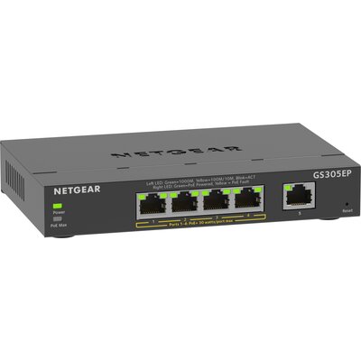 Switch NETGEAR GS305EP-100PES Gigabit Ethernet, 5 portów, Funkcja PoE, Zarządzalny