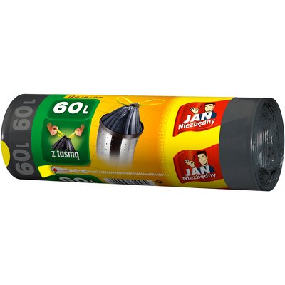 Worki na śmieci JAN NIEZBĘDNY Classic 60L (12 sztuk) Czarny
