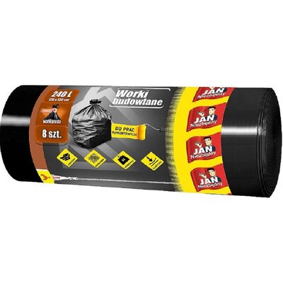 Worki na śmieci JAN NIEZBĘDNY 240L (8 sztuk) Czarny