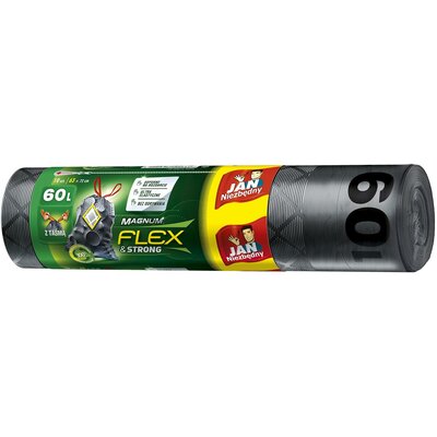 Worki na śmieci JAN NIEZBĘDNY Magnum Flex & Strong 60L (10 sztuk) Czarny