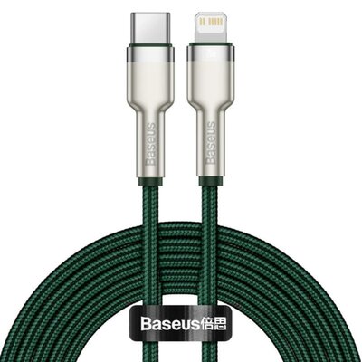 Kabel USB-C - Lightning BASEUS Cafule Metal 1 m Zielony