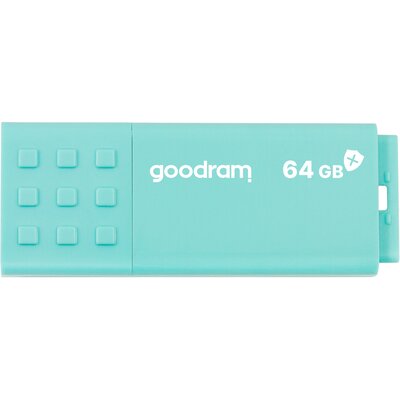Pendrive GOODRAM UME3 Care 64GB, USB 3.2 Gen. 1 (USB 3.0), Odczyt 60 Mb/s, Zapis 20 Mb/s Turkusowy