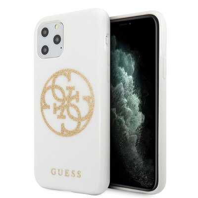 Etui GUESS Circle Glitter 4G do Apple iPhone 11 Pro Max Biały