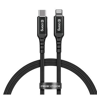 Kabel USB-C - Lightning CRONG Armor Link 1,5 m Czarny