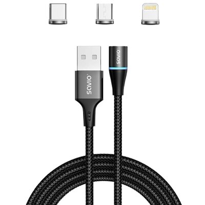 Kabel USB - USB-C Micro Lighting SAVIO CL-152 1 m
