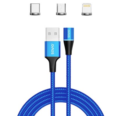 Kabel USB - USB Typ-C/Micro USB/Lighting SAVIO CL-154 1 m