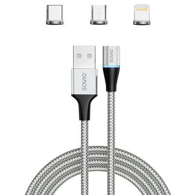 Kabel USB - USB Typ-C/Micro USB/Lighting SAVIO CL-156 2 m