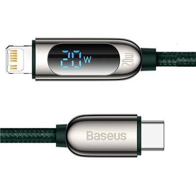 Kabel USB-C - Lightning BASEUS CATLSK-A06 z wyświetlaczem LCD 20W 2 m Zielony