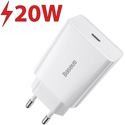 Ładowarka sieciowa BASEUS Speed Mini Quick Charger 20W Biały ładowarka do telefonu USB-C