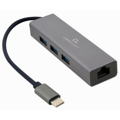 Hub GEMBIRD A-CMU3-LAN-01 USB Typu C, Pasywny