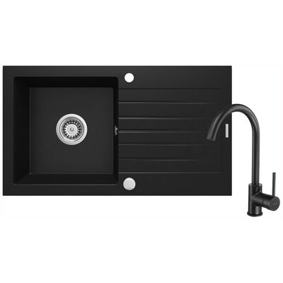 Zlewozmywak jednokomorowy z ociekaczem DEANTE Zorba ZQZVN113 Nero 44x76 + bateria stojąca