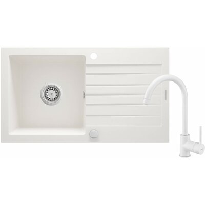 Zlewozmywak jednokomorowy z ociekaczem DEANTE Zorba ZQZVA113 Alabaster 44 x 76 + bateria stojąca