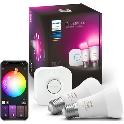 Inteligentna żarówka LED PHILIPS HUE 212378 9W E27 Bluetooth, ZigBee (2 szt.) + Mostek