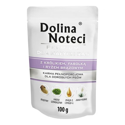 Karma dla psa DOLINA NOTECI Premium z królikiem, fasolką i ryżem brązowym 100 g