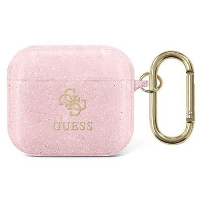 Etui na słuchawki GUESS 4G Glitter do Apple AirPods 3 Różowy