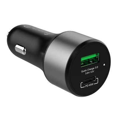 Ładowarka samochodowa CRONG Power Car Charger USB-C PD 45W/USB QC 3.0 18W Czarny