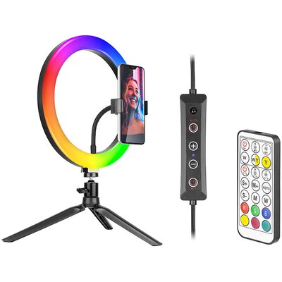 Lampa pierścieniowa TRACER RGB RING 26cm ze statywem