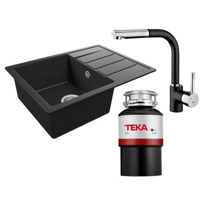 Zlewozmywak TEKA Comfor 45 S-TQ (62x44) 115350000 Onyx + Bateria TEKA ARK 938 TG Carbon + Młynek do rozdrabniania odpadów TEKA TR 550
