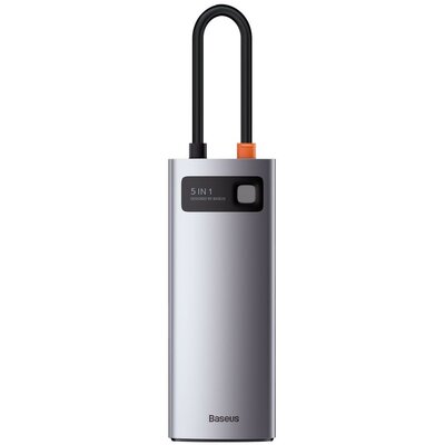 Hub BASEUS Metal Gleam 5w1 USB Typu C, Pasywny Szary